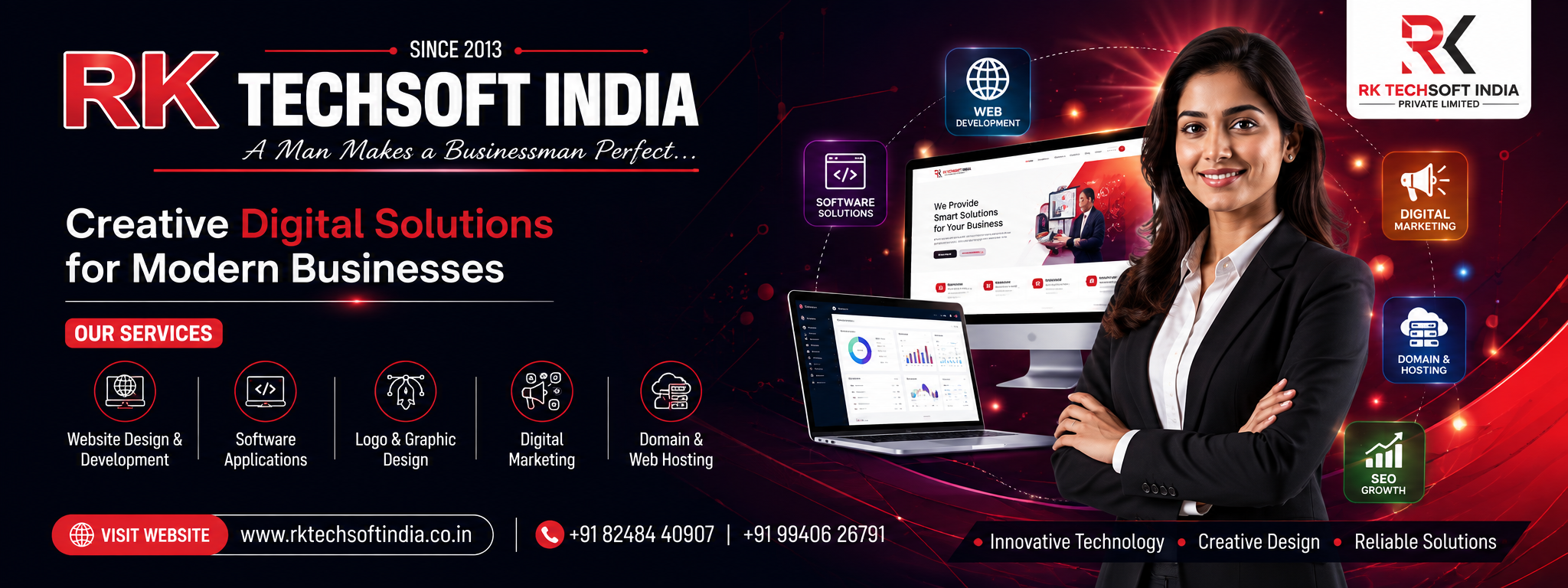 RK Techsoft India – Website Design, Logo Design, Brochure Design, Digital Marketing, Software Application – www.rktechsoftindia.co.in