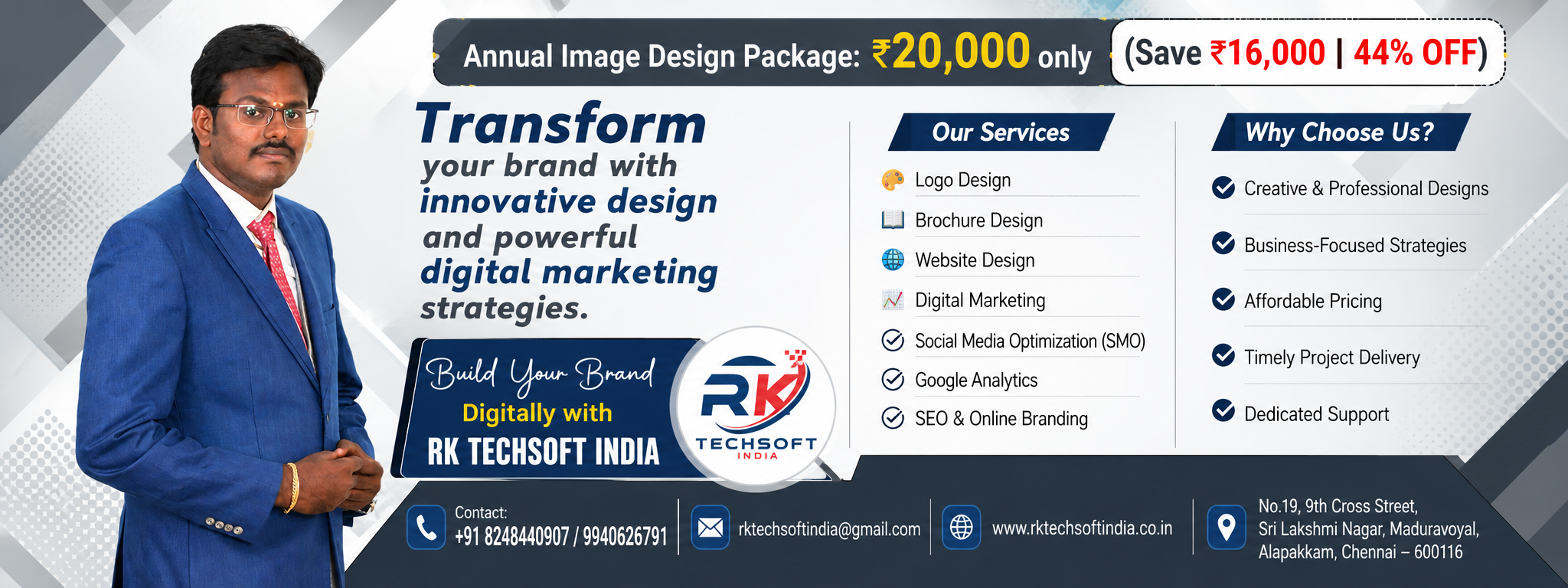 RK Techsoft India – Website Design, Logo Design, Brochure Design, Digital Marketing, Software Application – www.rktechsoftindia.co.in
